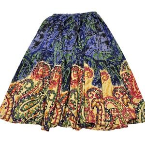 Lucky & Coco Skirt Women L Colorful Satin Maxi Pull On Artsy Maximalist Eclectic